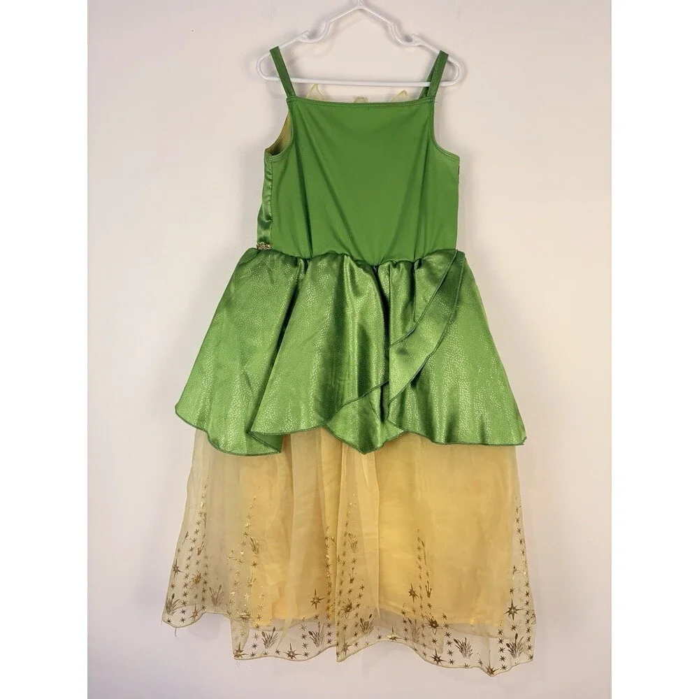 Disney Princess Tiana Dress Size 5/6 Costume Yellow Green Dress-Up Theme Park